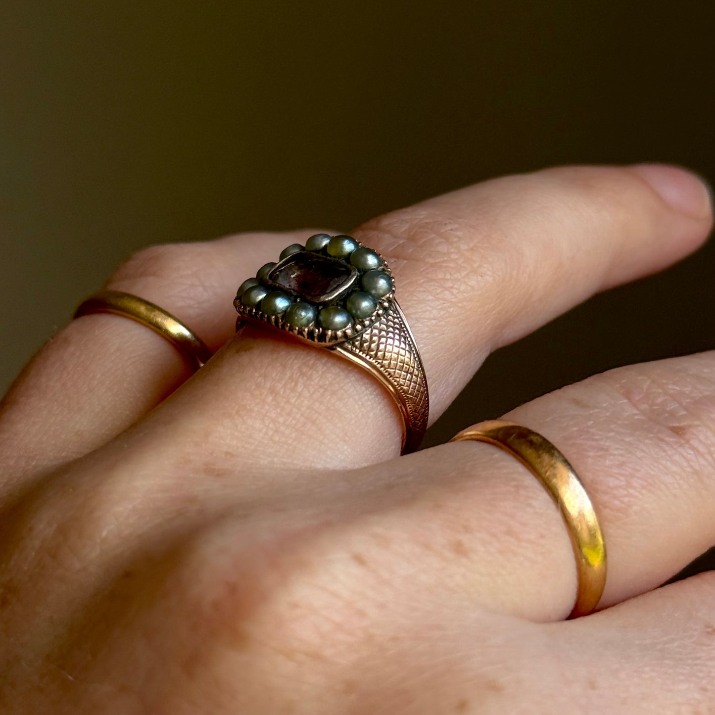 Antique Georgian Amethyst Mourning Ring; Circa 1813
