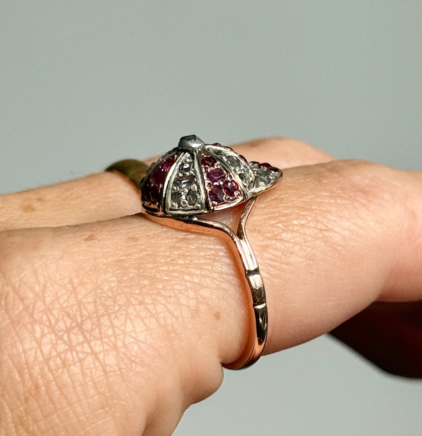 Victorian Novelty Jokey Cap in Diamond & Ruby; Circa 1890