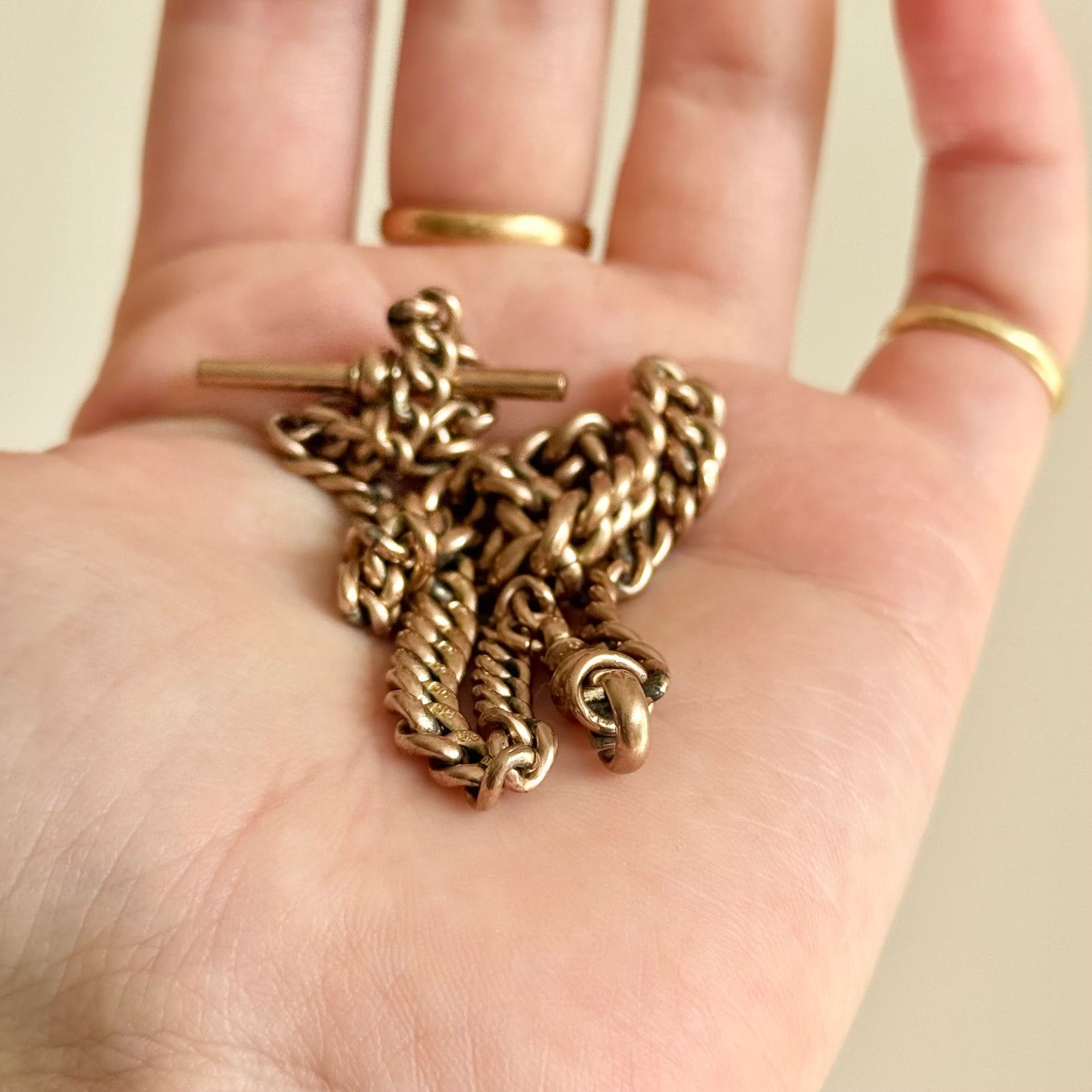 Miniature antique Albert Chain in 9 Carat Rose Gold; Circa 1895