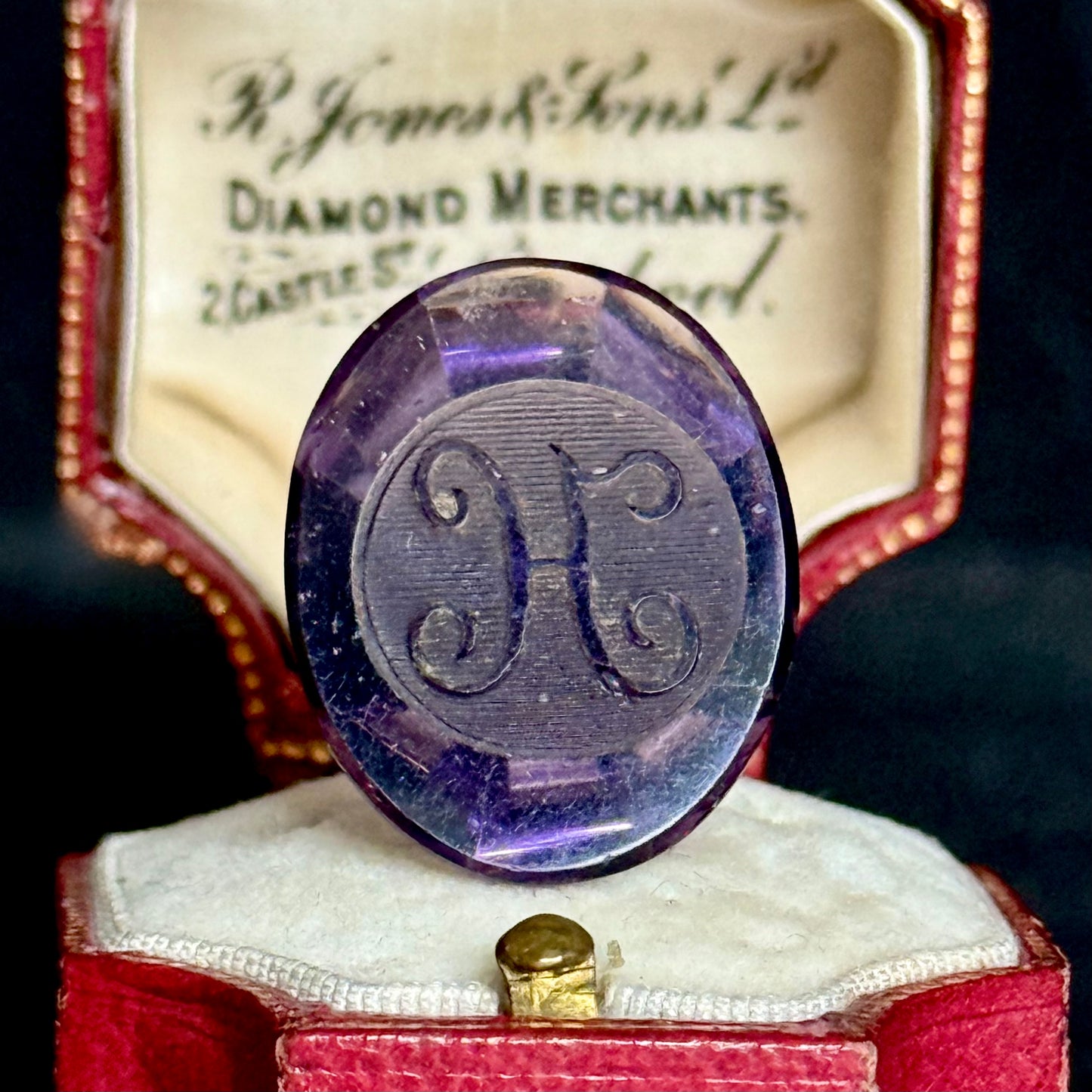 Antique Georgian Glass Paste Intaglio 'H' Fob Pendant