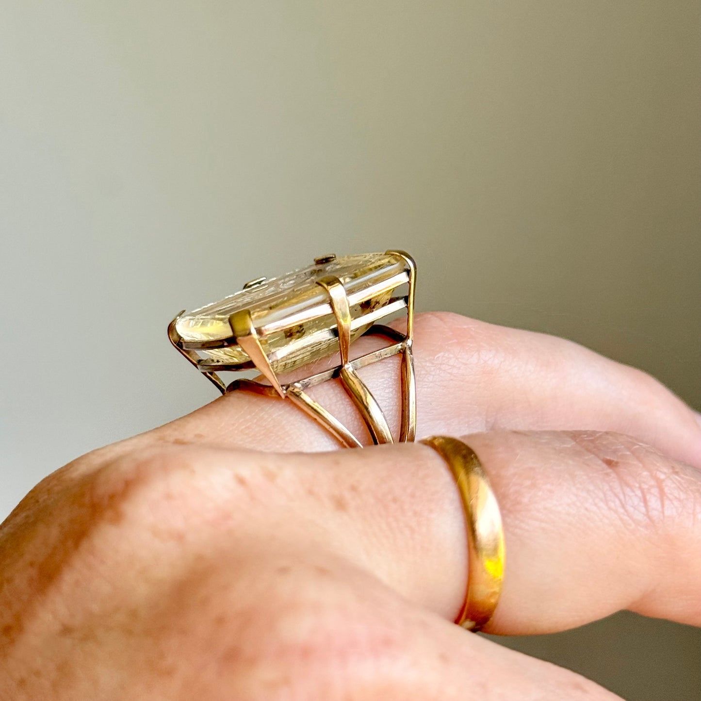 Substantial Citrine Intaglio Ring in 9 Carat Gold