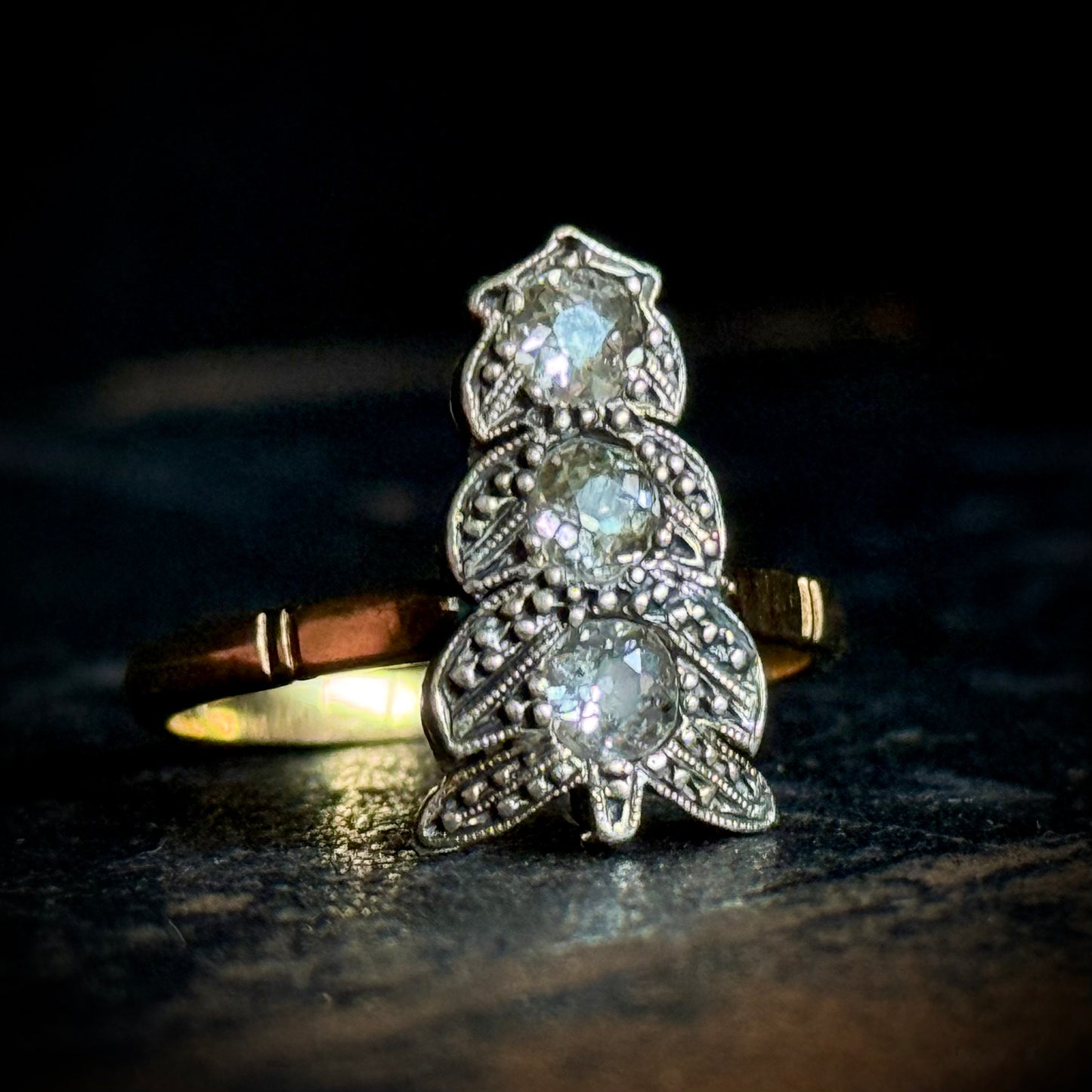 Antique Victorian Diamond Arrow Ring; Circa 1880