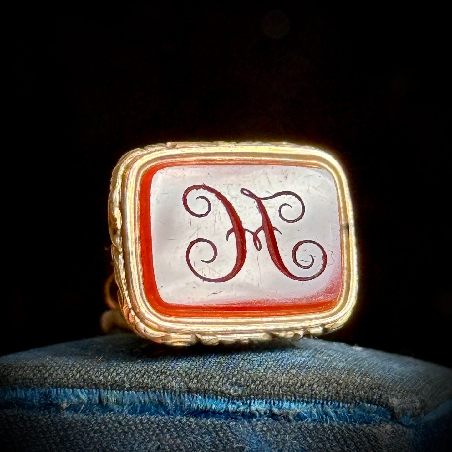 Victorian Carnelian 'H' Fob Pendant; Circa 1860