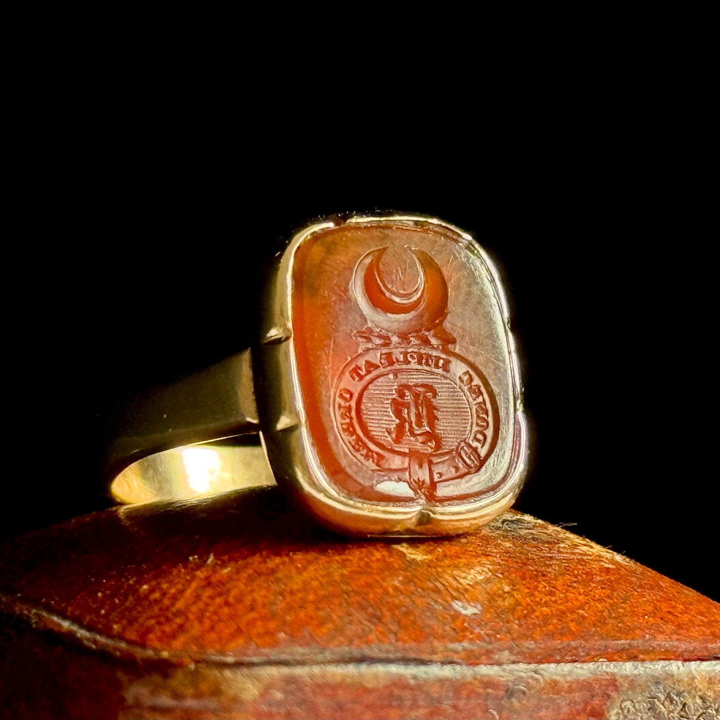 Early Victorian Intaglio 'K' Ring in 9 Carat Gold; Circa 1880