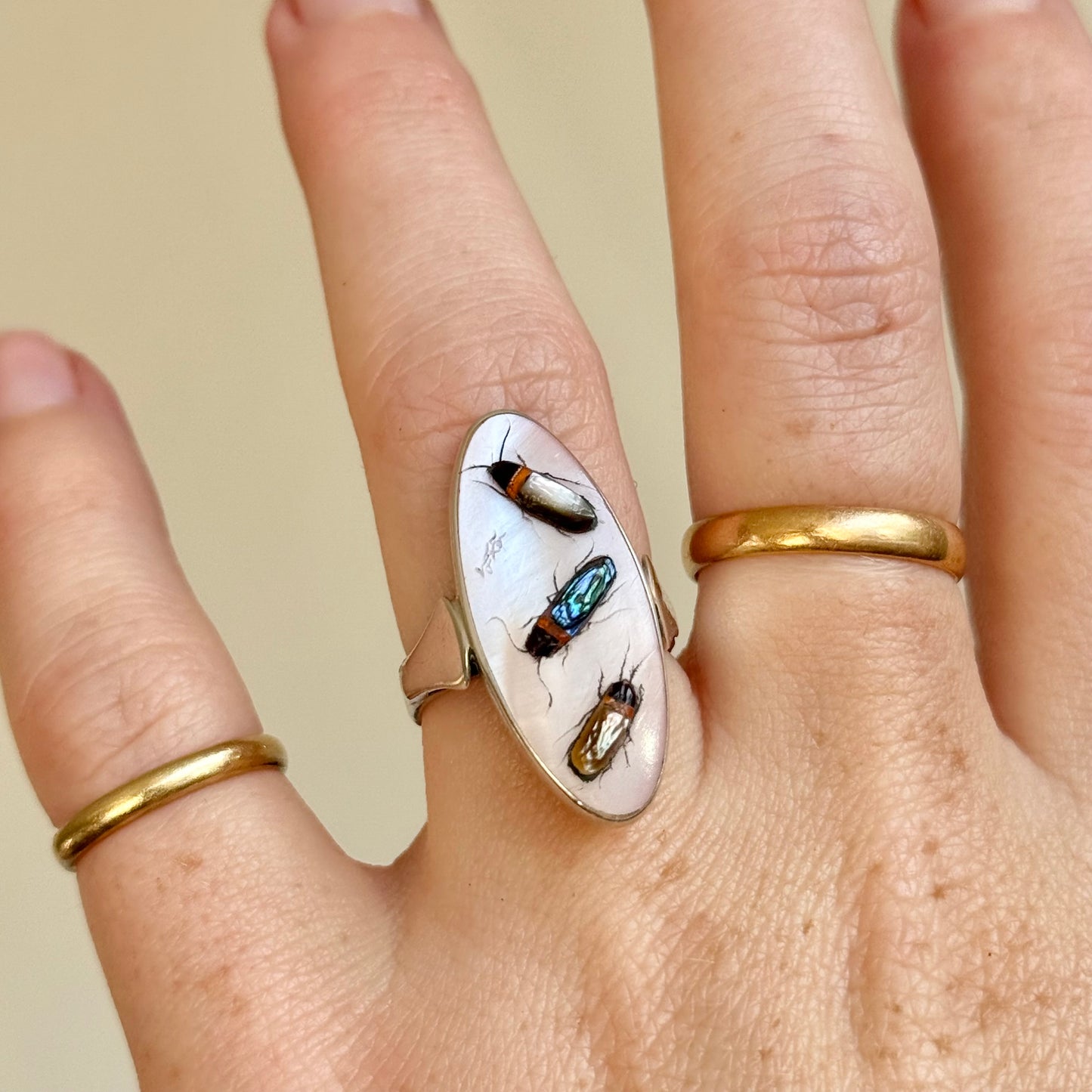 Vintage Shibayama Ring in Sterling Silver