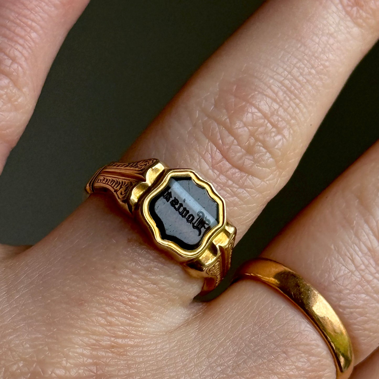 Antique Agate 'Louisa' Intaglio Ring in 18 Carat Gold; Circa 1900