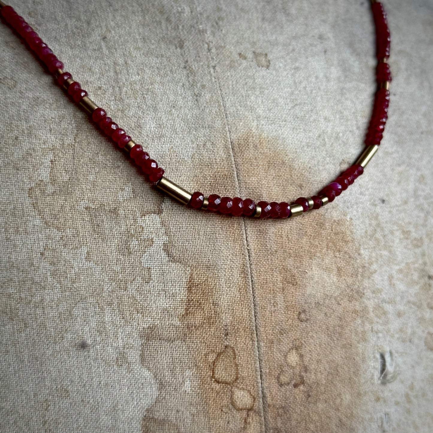 Graduated Ruby Bead Necklace in 9 Carat Gold