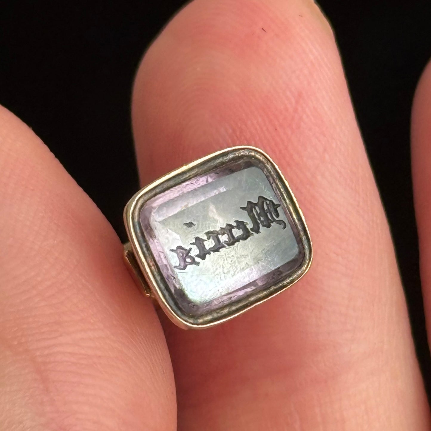 Antique Amethyst Intaglio Fob Pendant