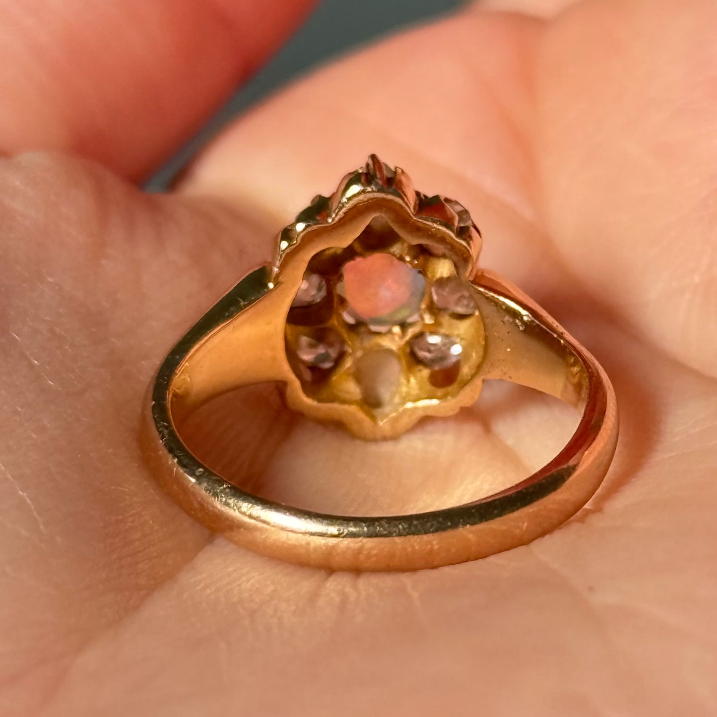 Edwardian Opal and Diamond Ring in 18 Carat Gold; Circa 1900