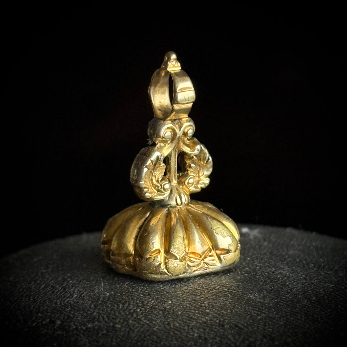 Antique Victorian Citrine Intaglio Fob Pendant; Circa 1860