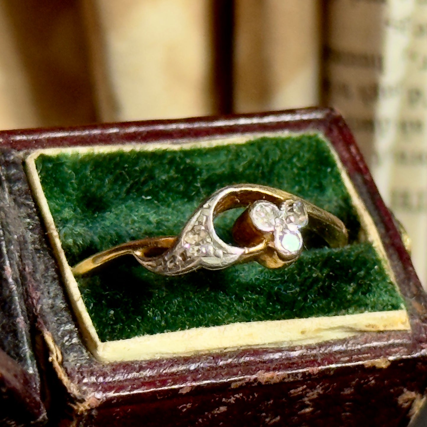 Antique 18 Carat Gold & Platinum Diamond Ring; Circa 1900