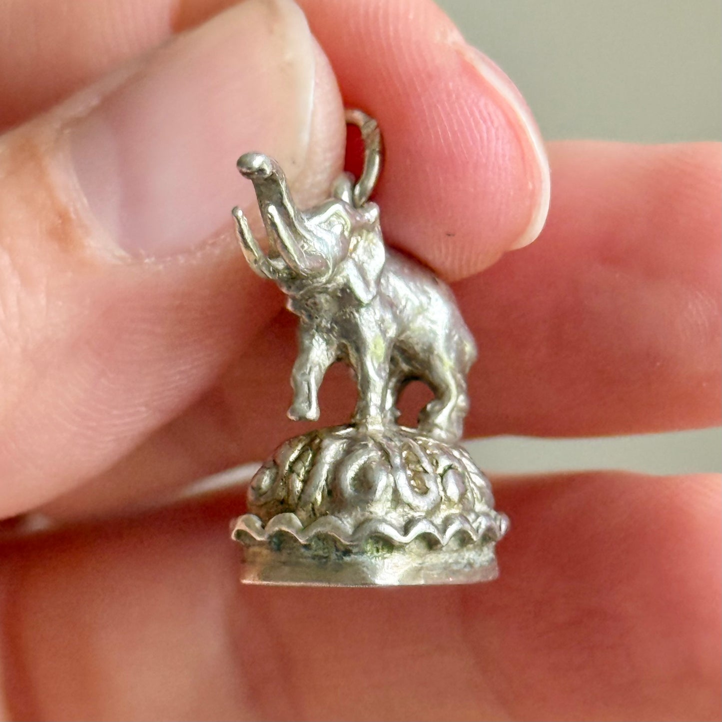Antique Elephant Fob Pendant in Silver