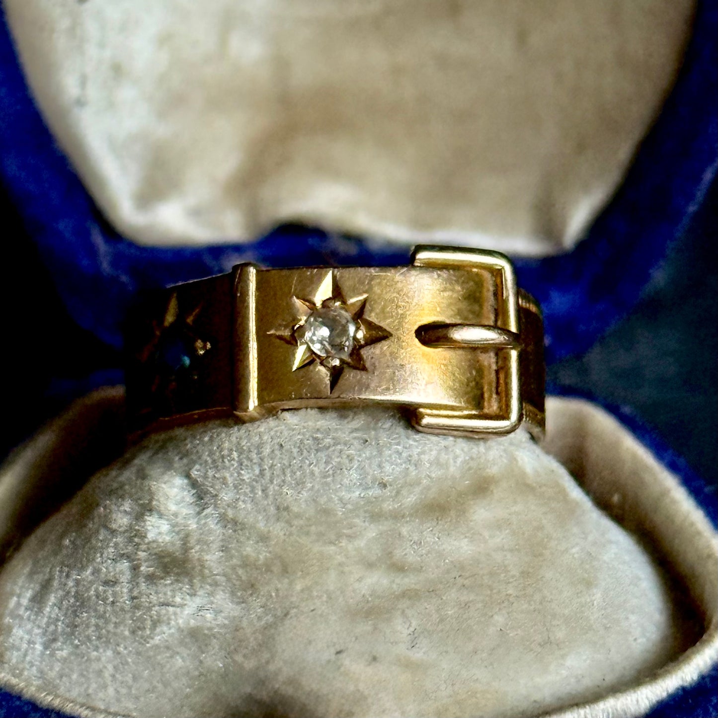Victorian Buckle Diamond Ring in 15 Carat Gold; Circa 1891