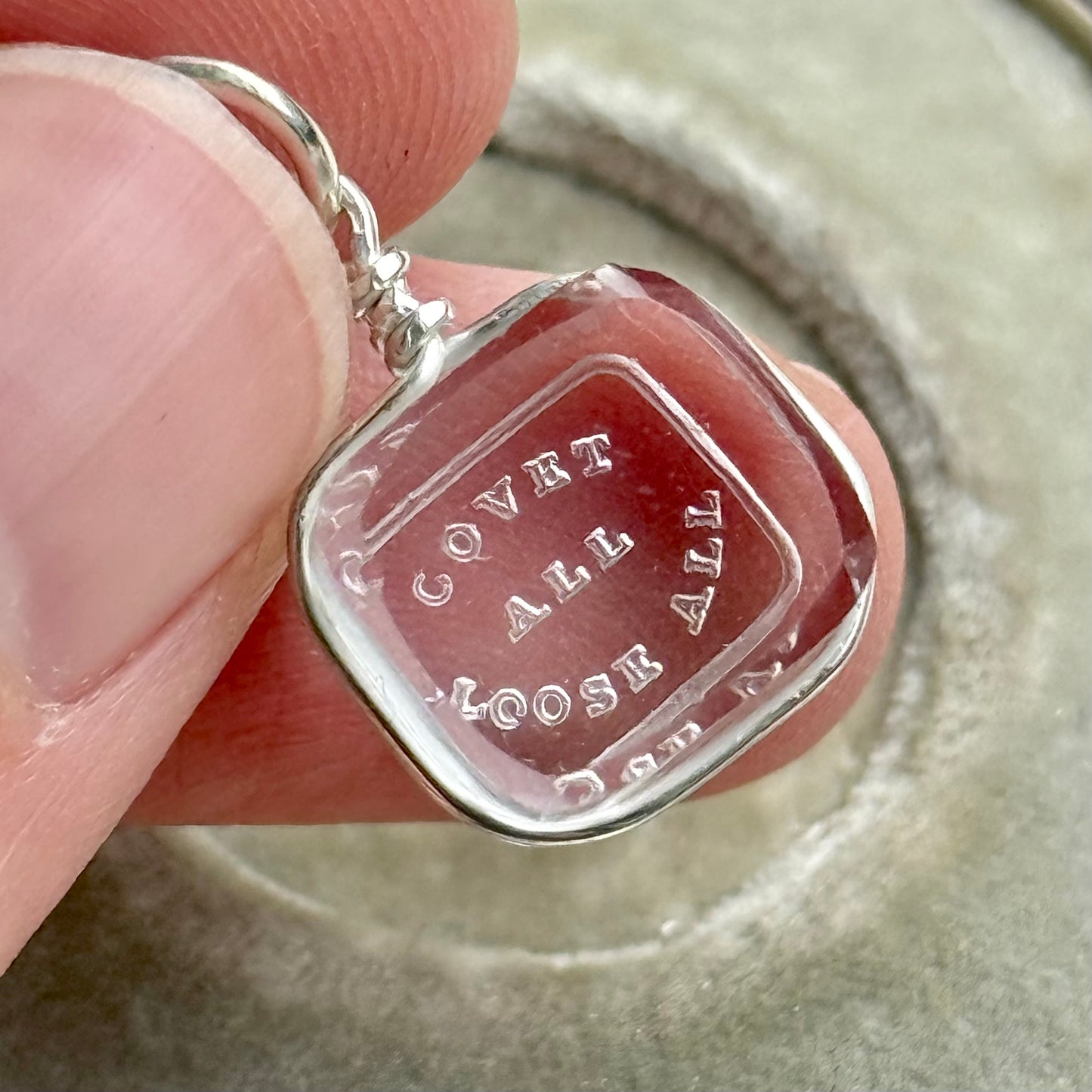 Antique Georgian Motto Glass Stone Pendant