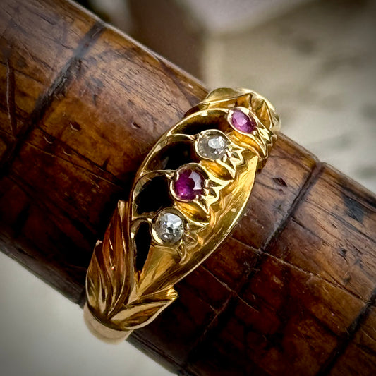 Victorian Lily of the Valley Ring in 18 Carat Gold