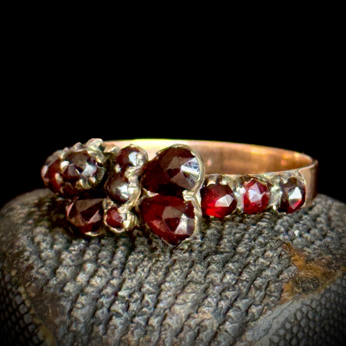 Antique Victorian Garnet Butterfly Ring; Circa 1860
