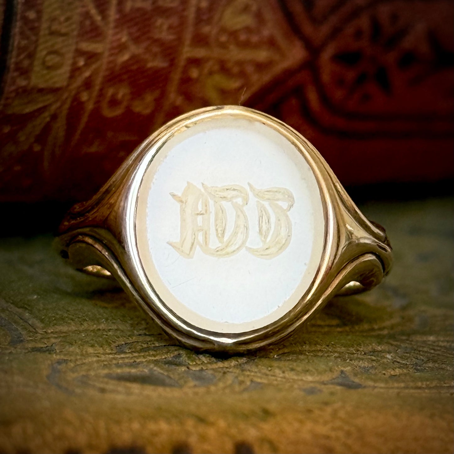 Antique Monogramed 'W' Intaglio Signet ring; Circa 1853