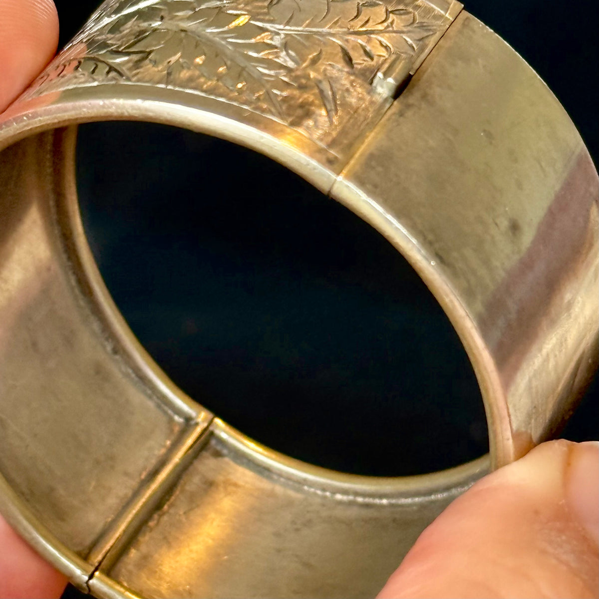 Antique Sentimental Fern Bangle in Silver; Circa 1895