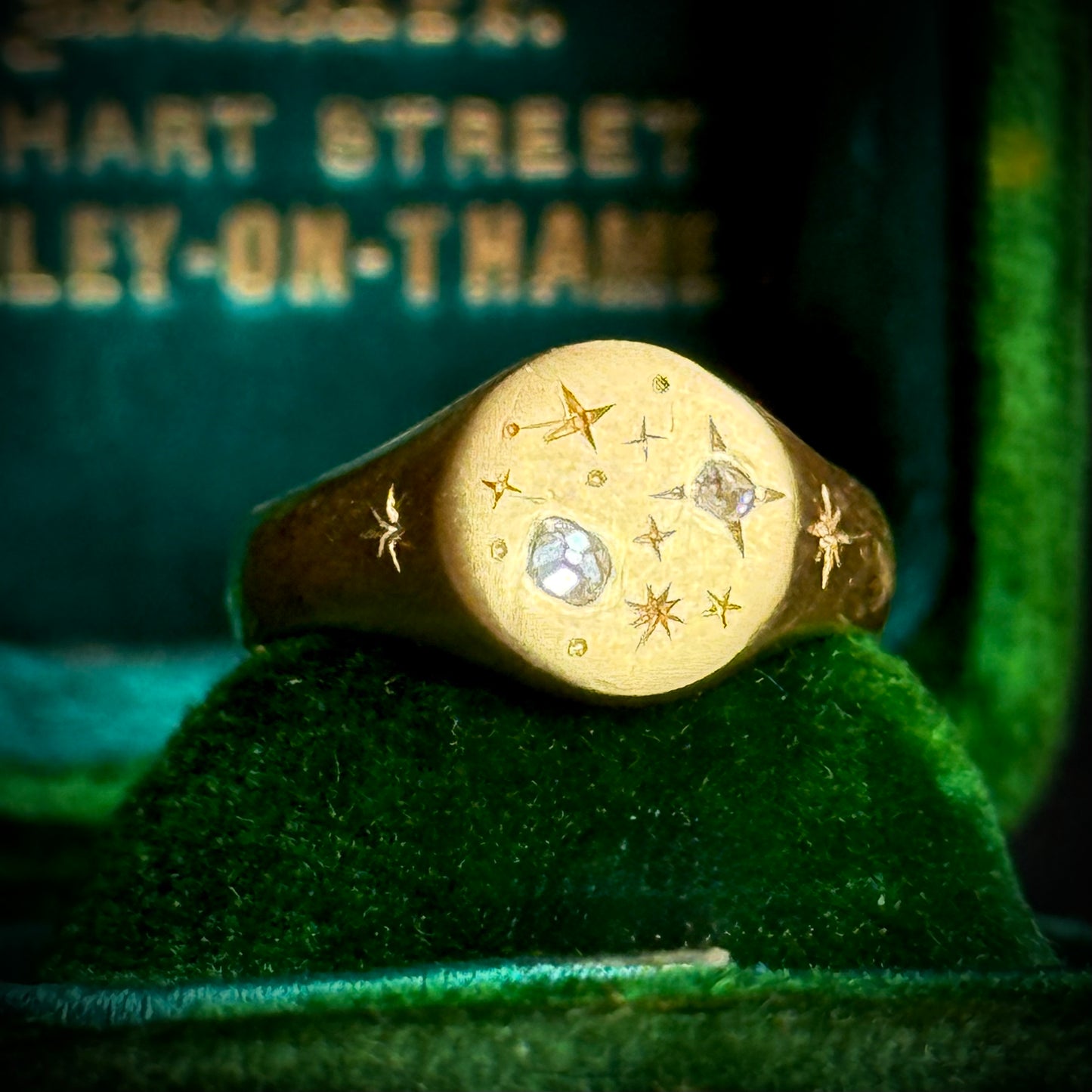 Celestial Diamond Signet Ring in 9 Carat Gold