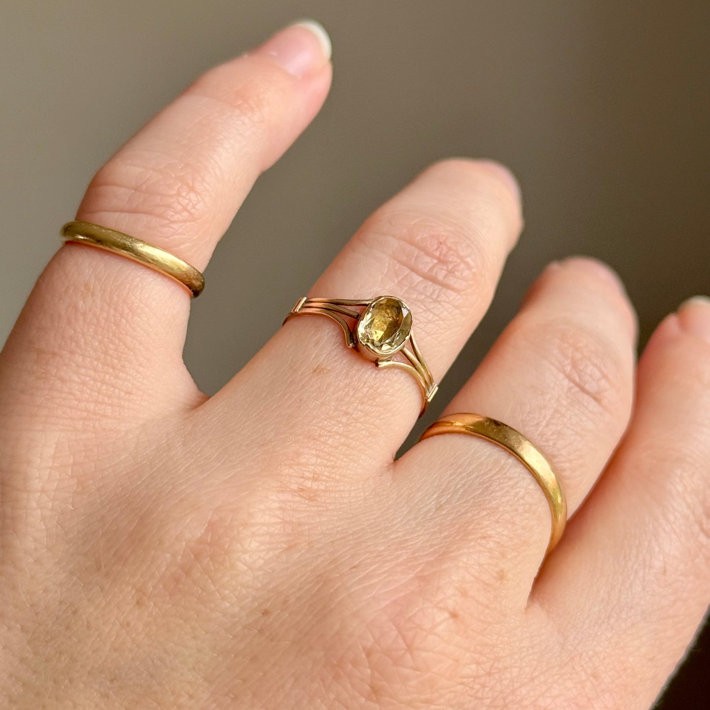 Georgian Citrine Ring in 9 Carat Gold; Circa 1830