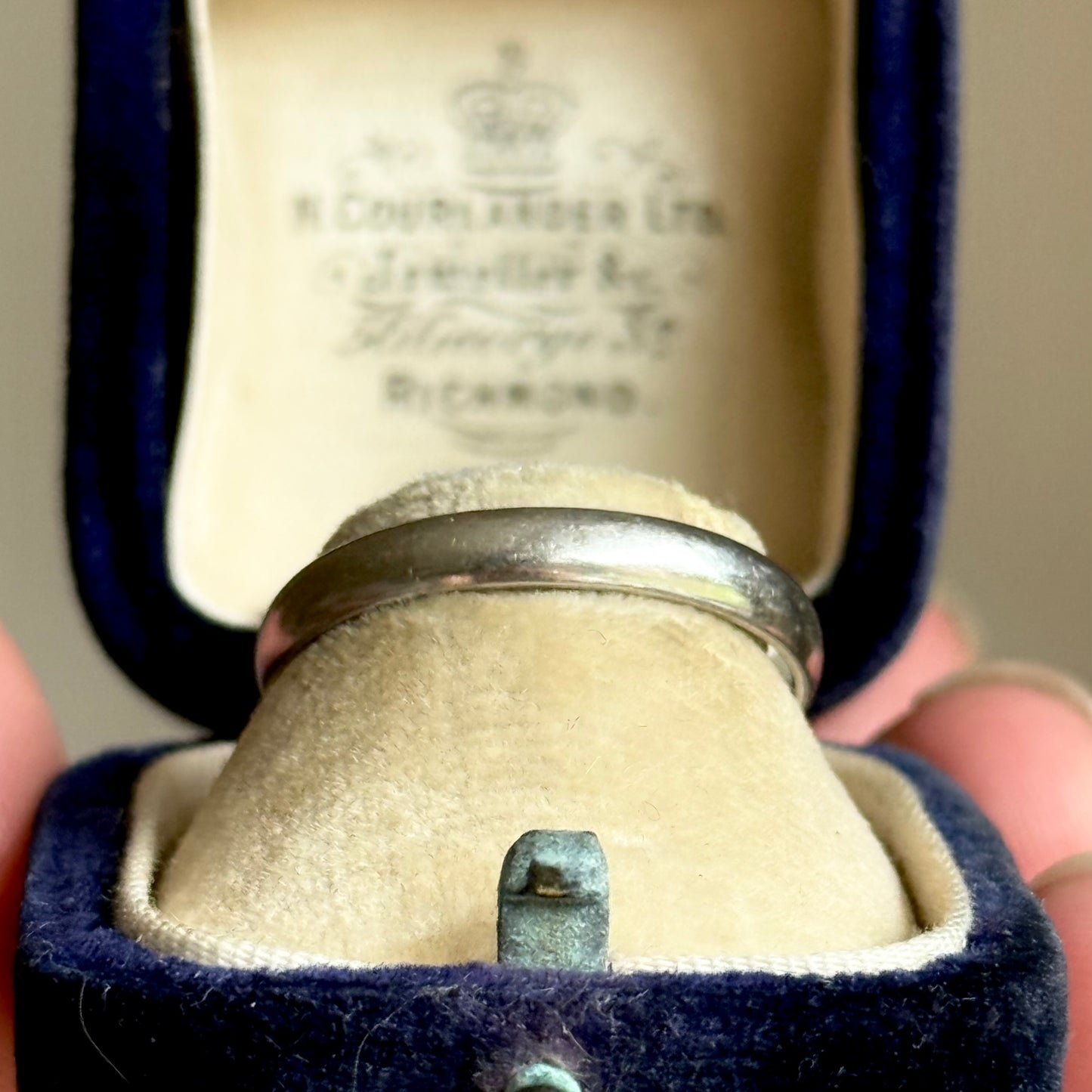 Antique Platinum 3mm Plain Band; Circa 1920
