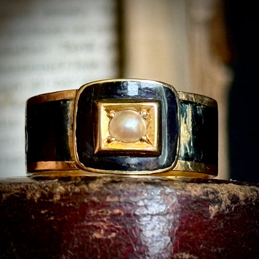 Antique Georgian Pearl Mourning Ring for John Josias Conybeare