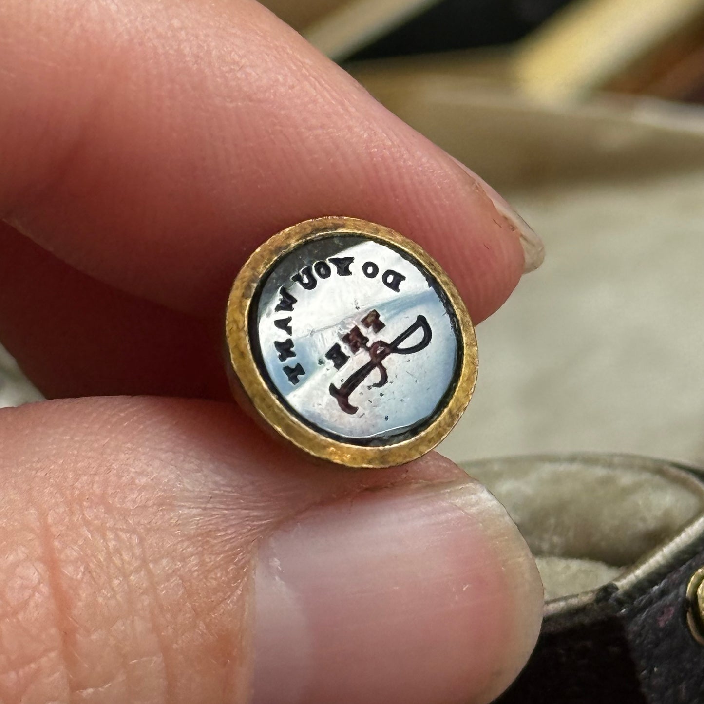 Antique Victorian Whip Motto Fob Pendant