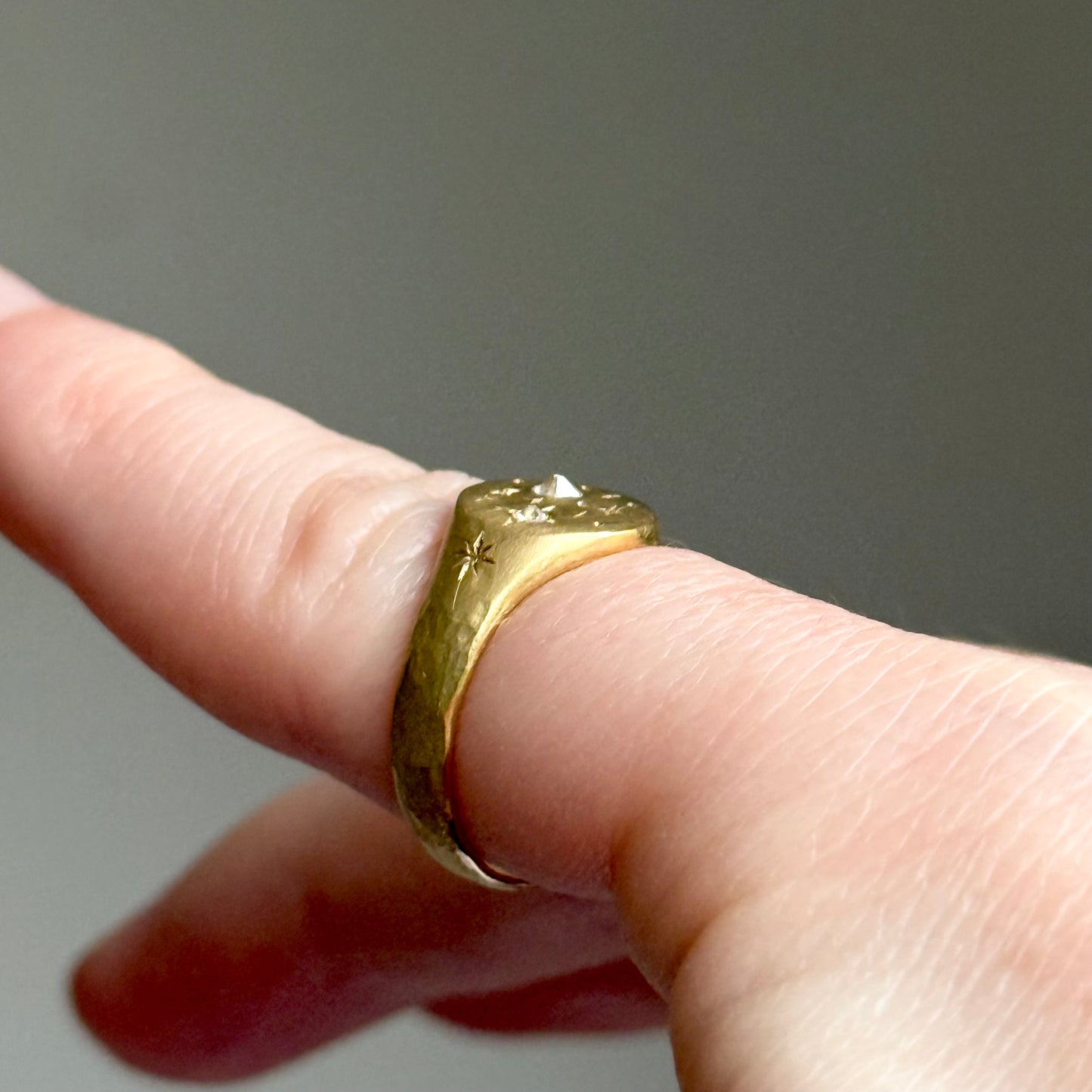 Celestial Diamond Signet Ring in 9 Carat Gold