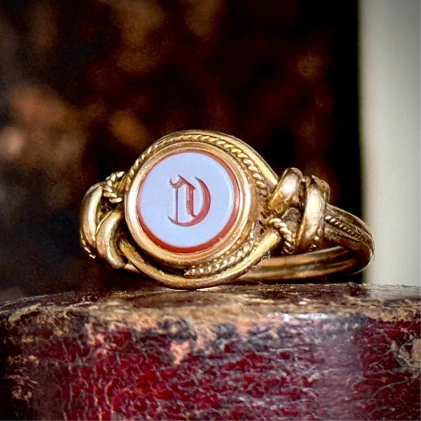 Antique Victorian 'C' Signet Ring in 9 Carat Gold; Circa 1880