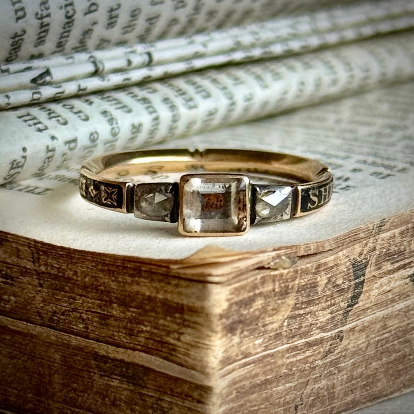 Exceptional Diamond Georgian Mourning Ring; Circa 1750