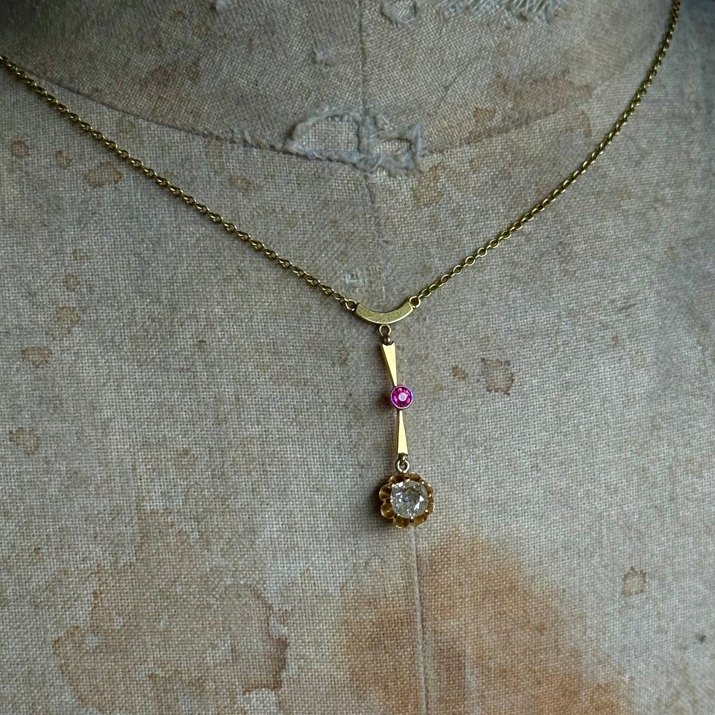 Late Victorian Ruby & Diamond Pendant; Circa 1900