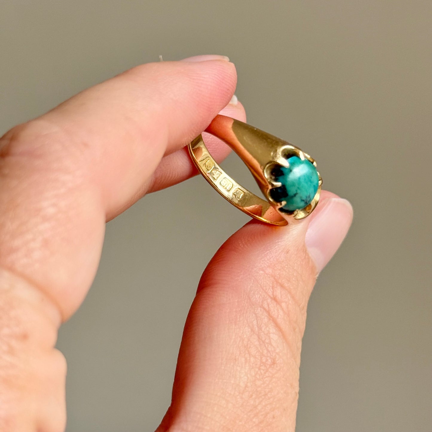 Victorian Turquoise Ring in 18 Carat Gold; Circa 1850