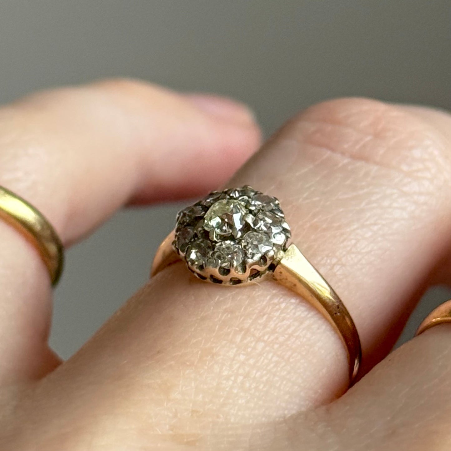 Antique Victorian Diamond Cluster Ring in 18 Carat Gold; Circa 1880