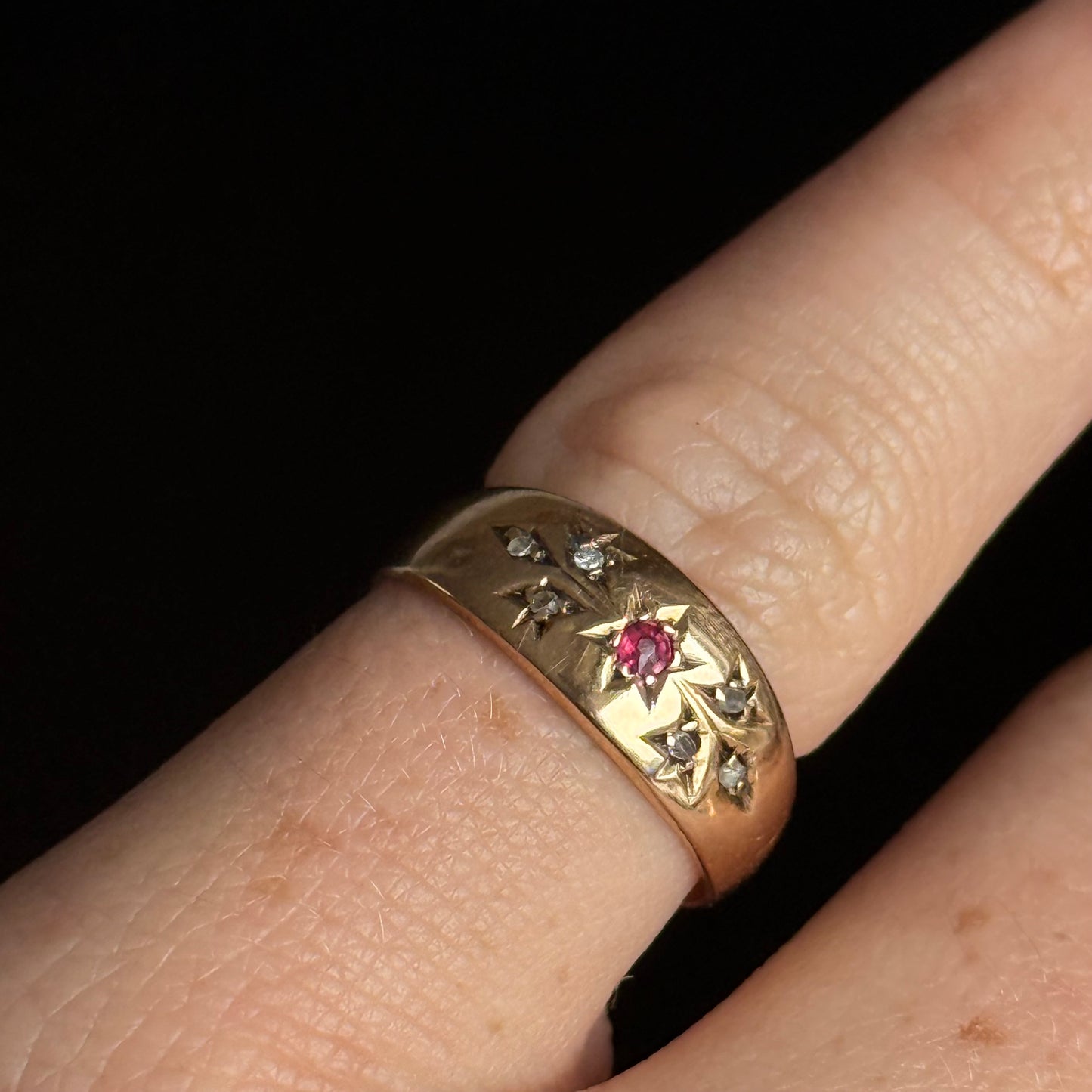 Antique Edwardian Ruby & Diamond Ring; Circa 1906