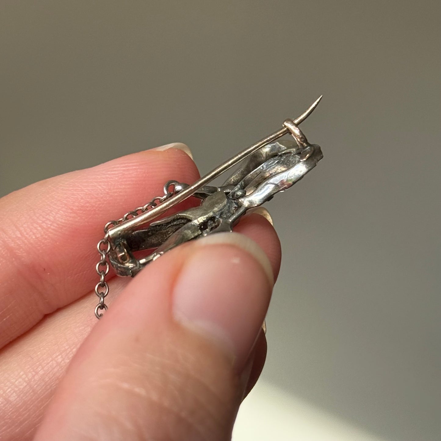 Mid Victorian Diamond Bow Brooch in Silver and Gold; Circa 1860