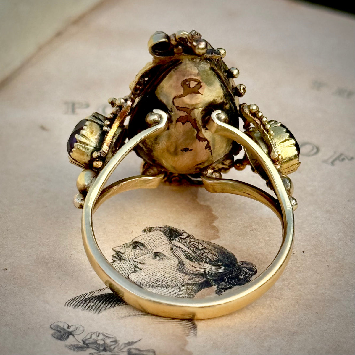 Antique Scottish Foil Back Amethyst Ring in 18 Carat Gold; Circa 1885