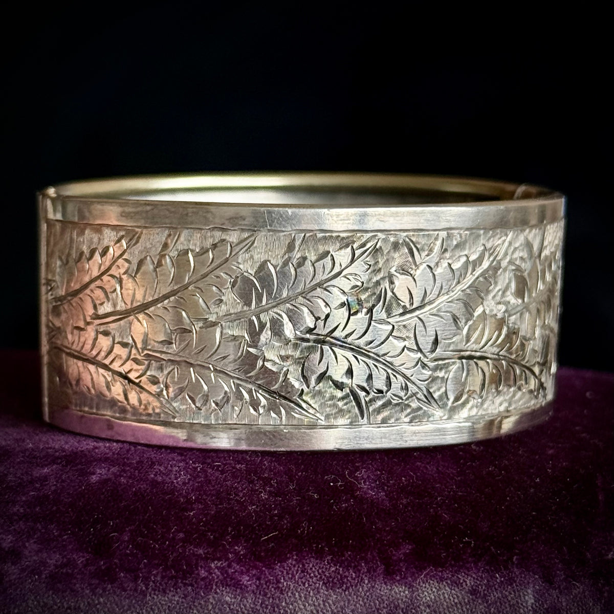 Antique Sentimental Fern Bangle in Silver; Circa 1895