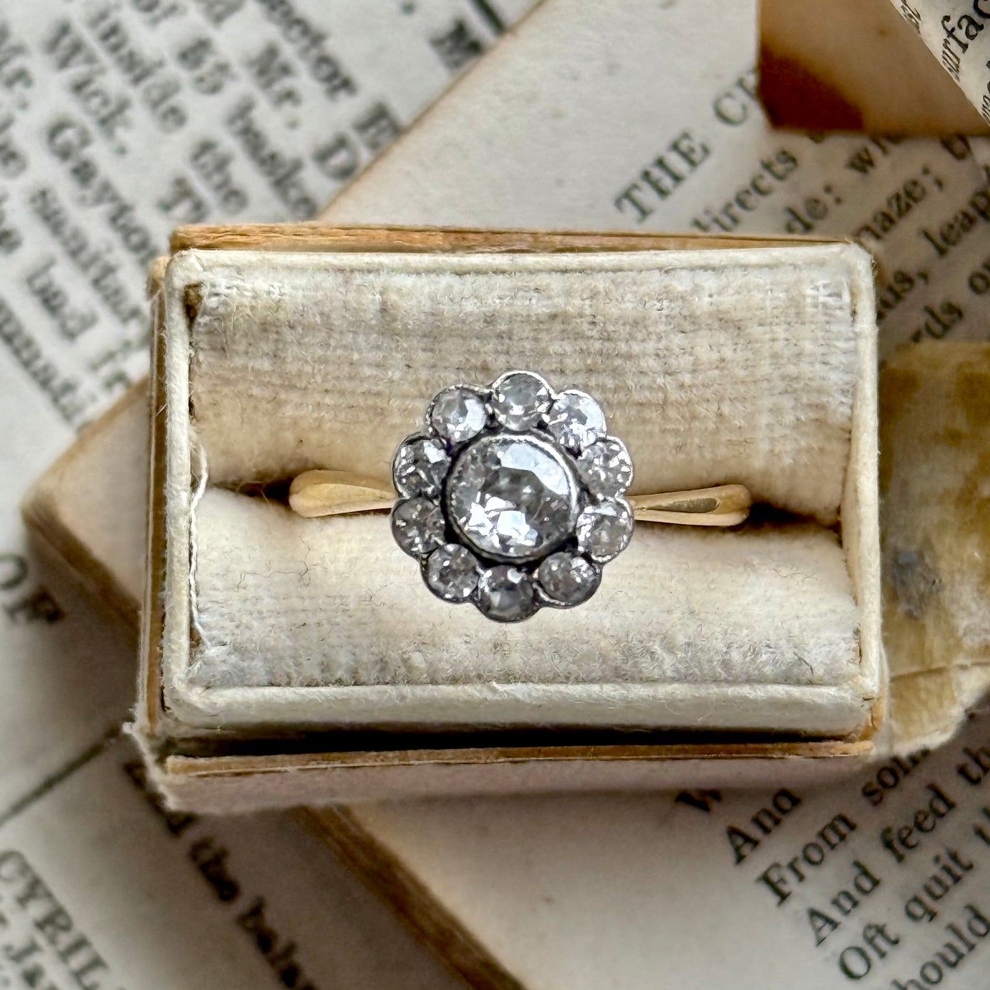 Edwardian Diamond Daisy Cluster Ring in 18 Carat Gold; Circa 1900