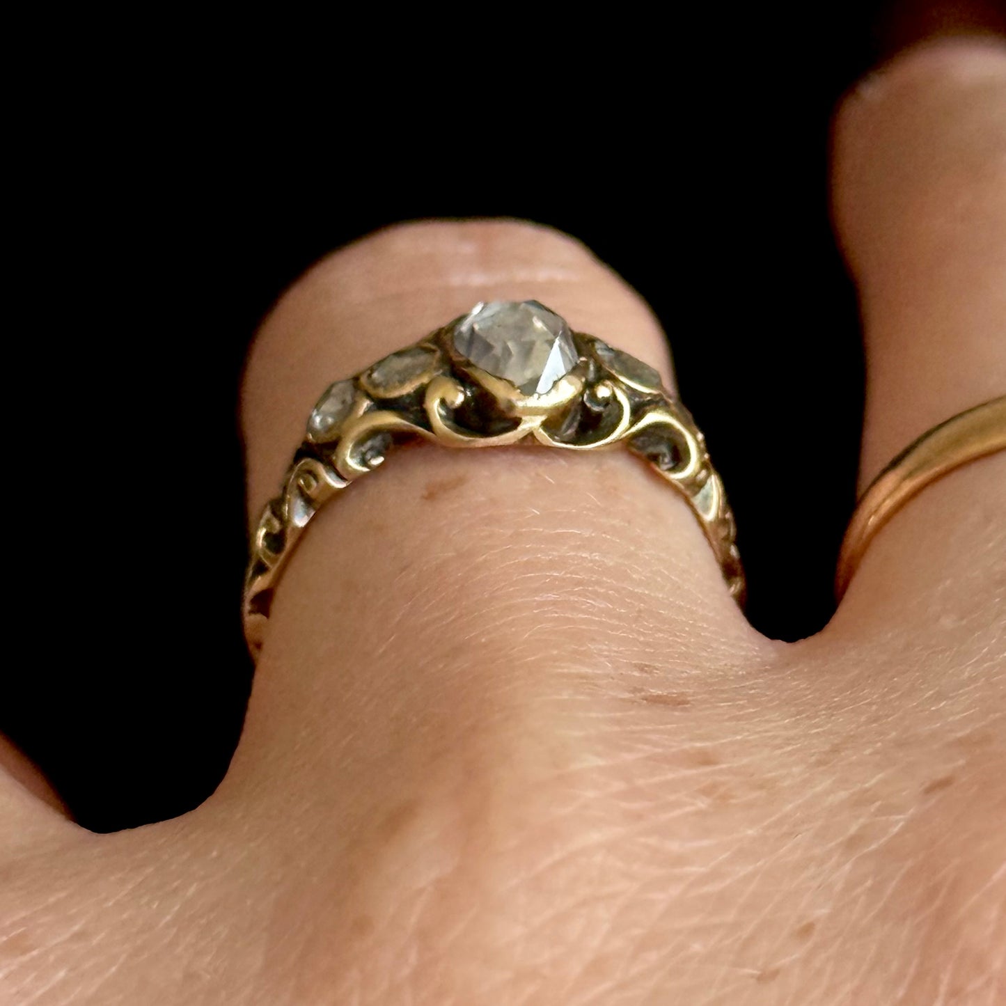 Antique Georgian Rose Cut Diamond Five Stone Ring