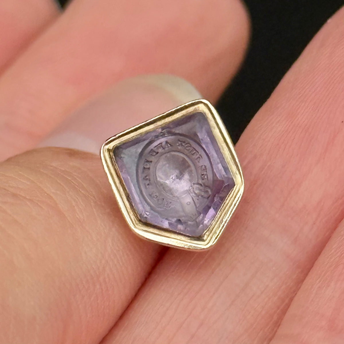 Georgian Amethyst Intaglio Fob Pendant; Circa 1830