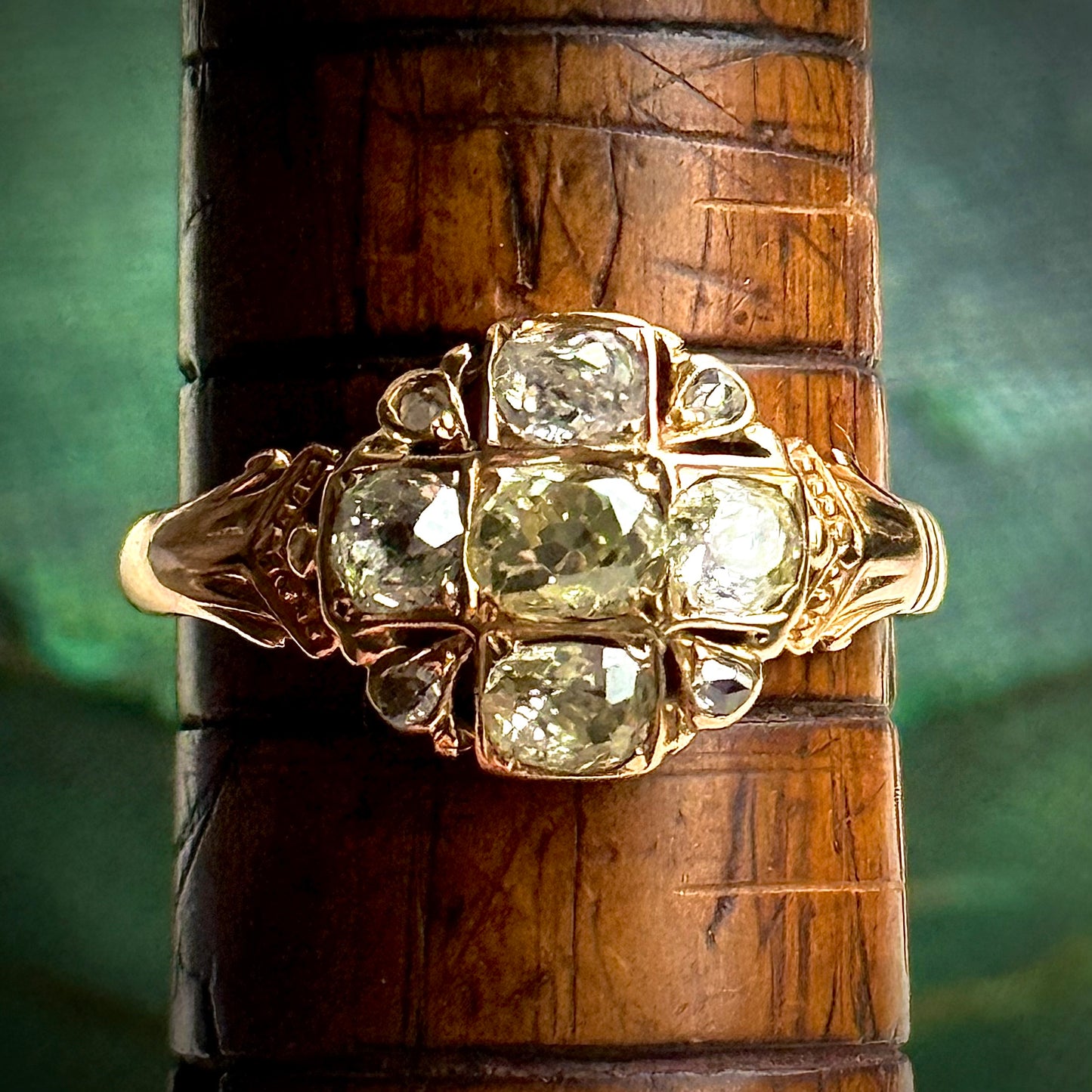 Victorian Old Cut Diamond Cluster Ring in 18 Carat Gold; Circa 1860