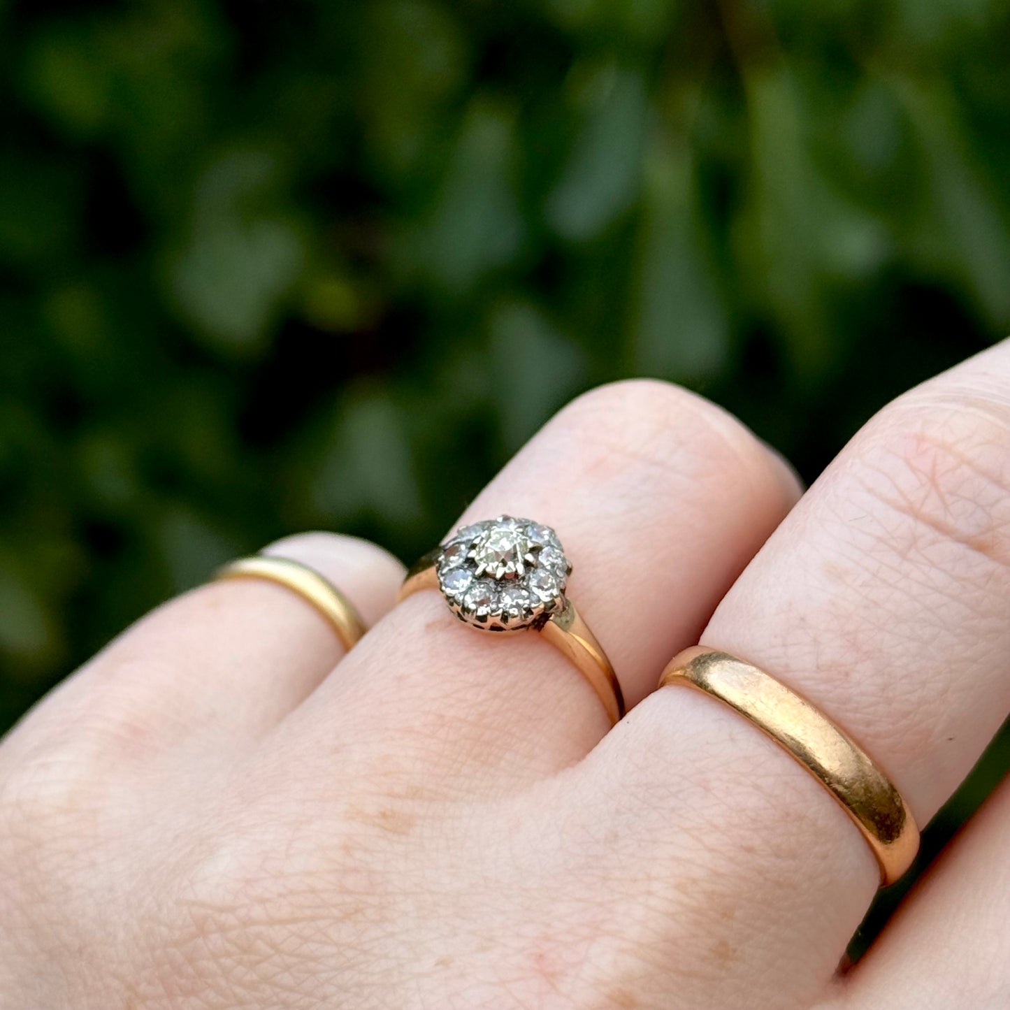 Antique Victorian Diamond Cluster Ring in 18 Carat Gold; Circa 1880