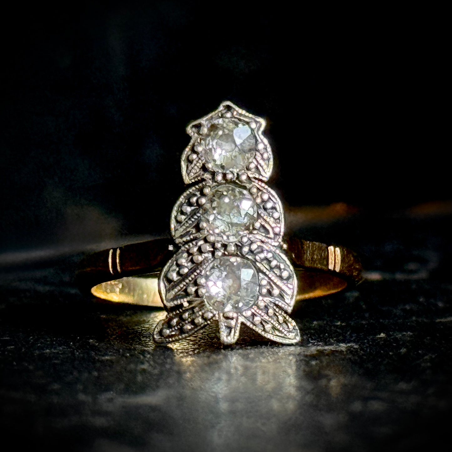Antique Victorian Diamond Arrow Ring; Circa 1880