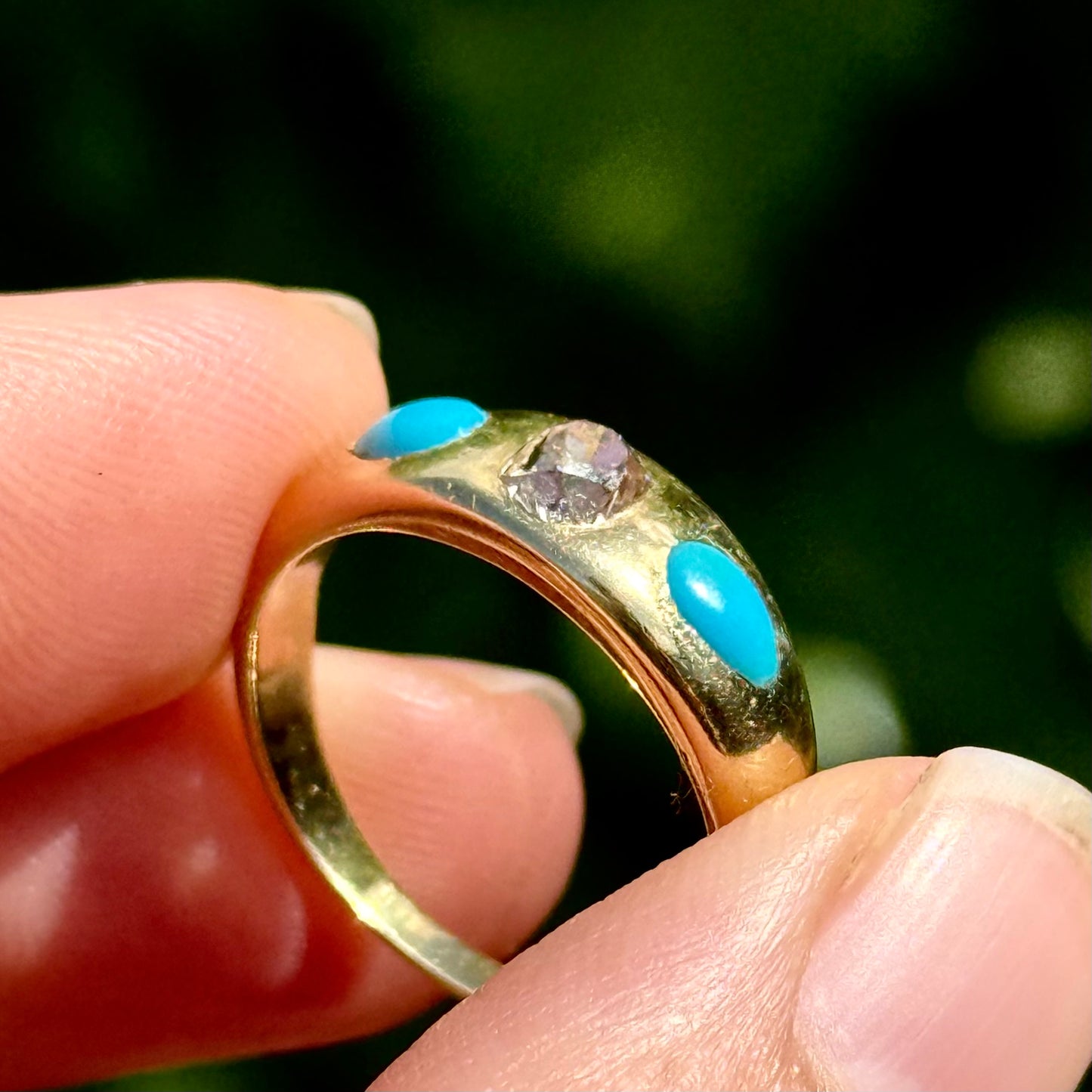 Victorian Turquoise & Diamond Ring in 18 Carat Gold