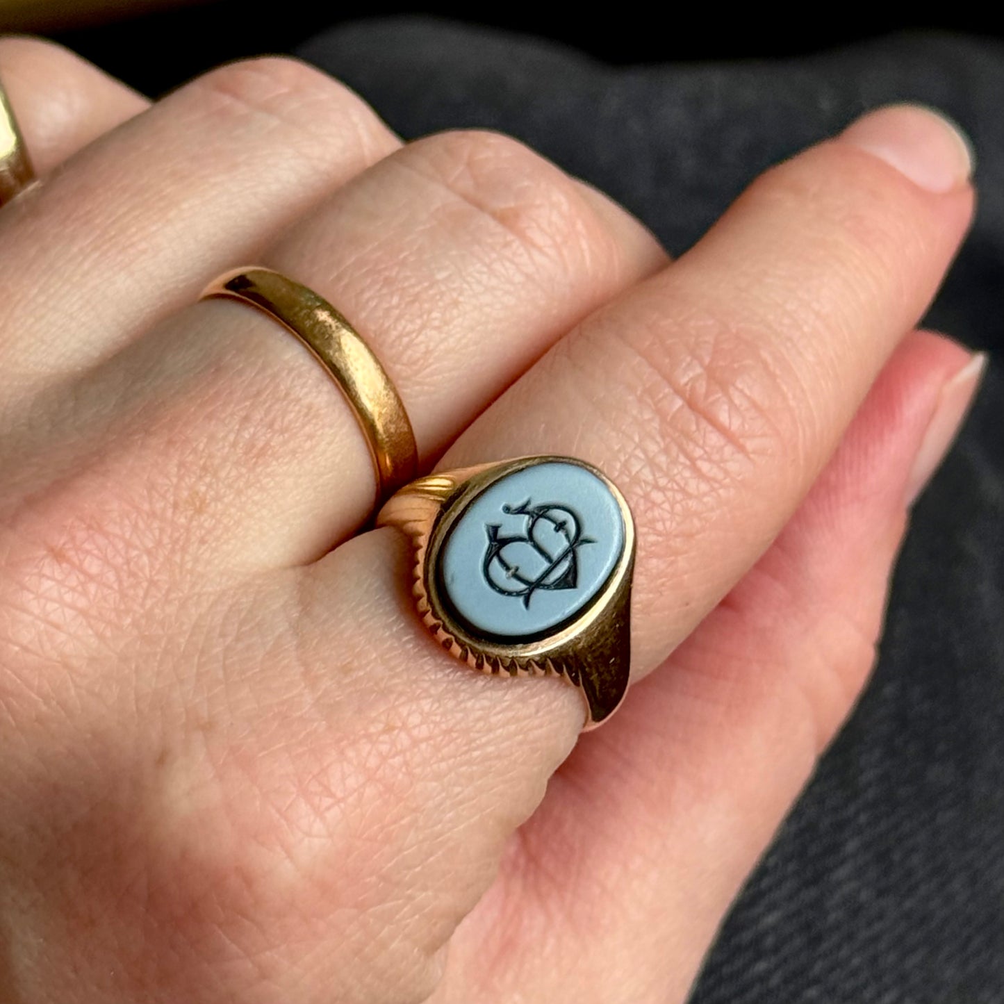 Antique Victorian Monogram Signet Ring in 18 Carat Gold; Circa 1890