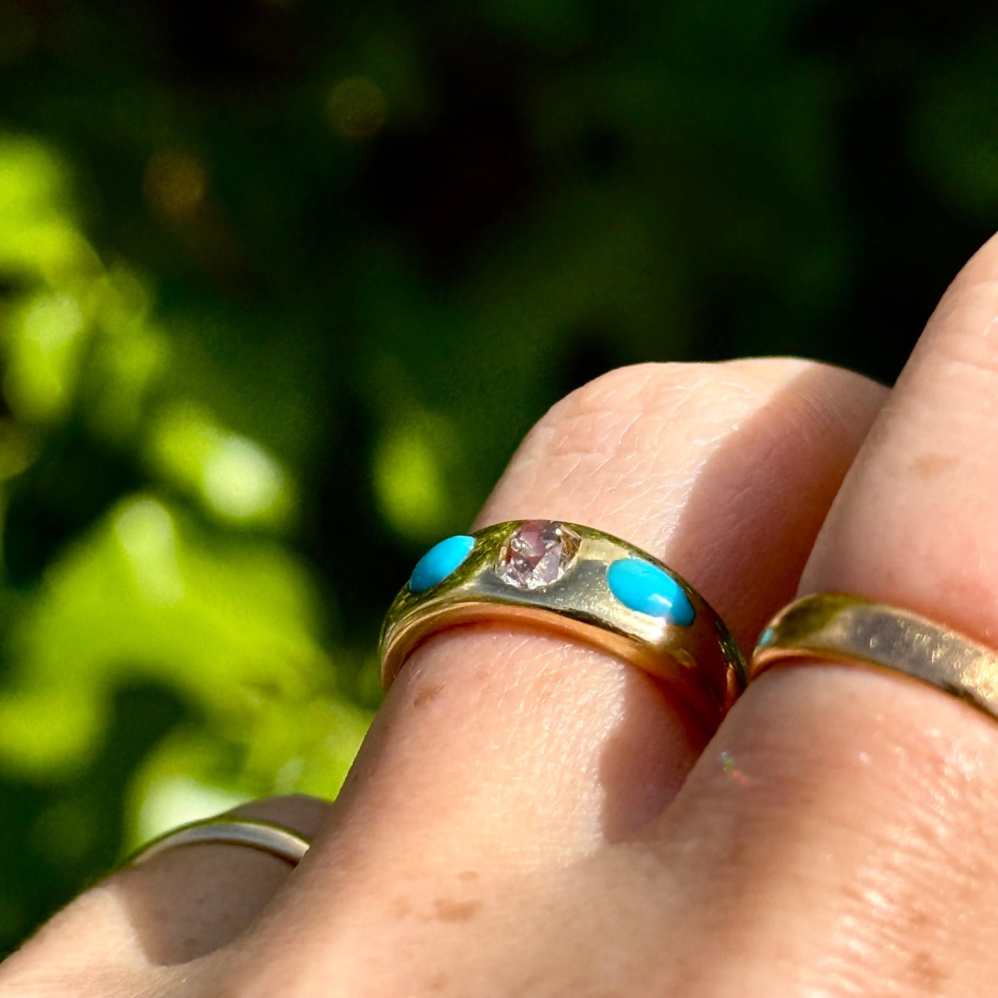 Victorian Turquoise & Diamond Ring in 18 Carat Gold
