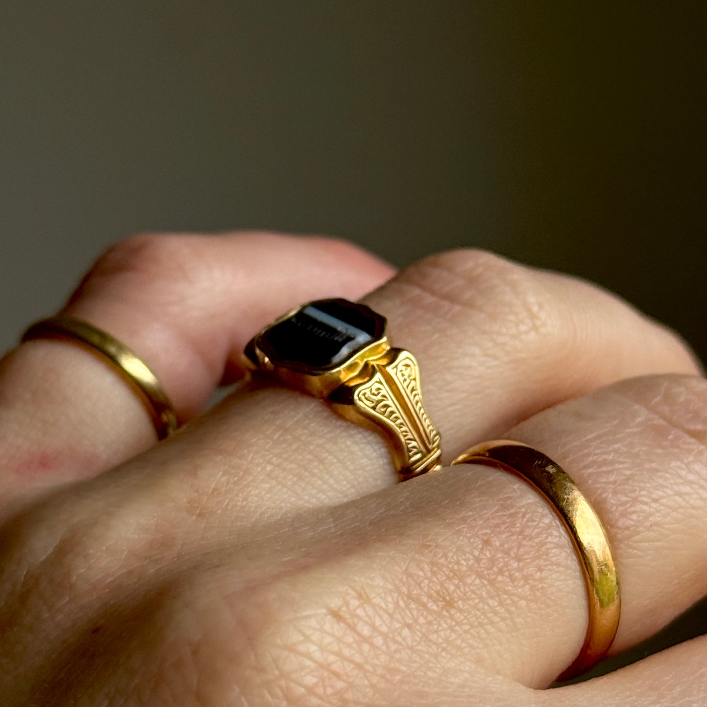 Antique Agate 'Louisa' Intaglio Ring in 18 Carat Gold; Circa 1900