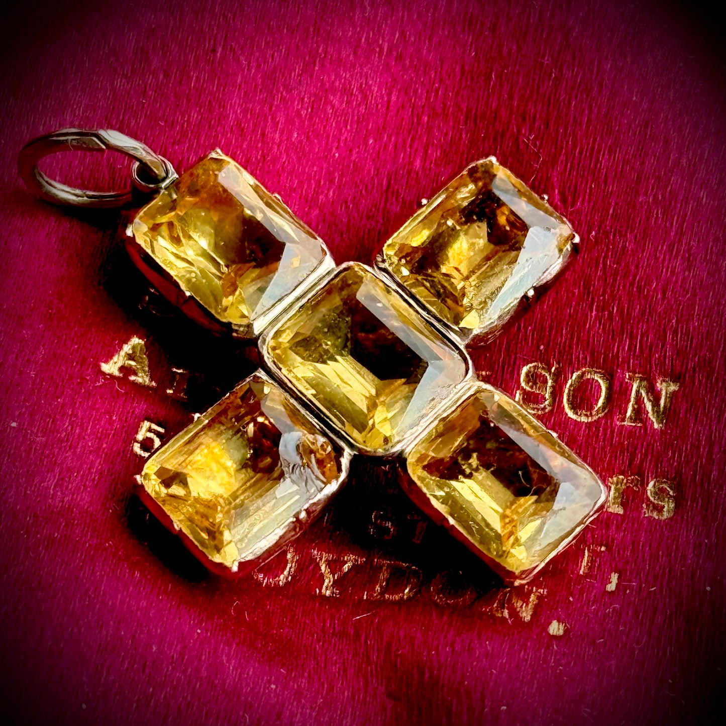 Georgian Foiled Citrine Cross Pendant in 9 Carat Gold; Circa 1820