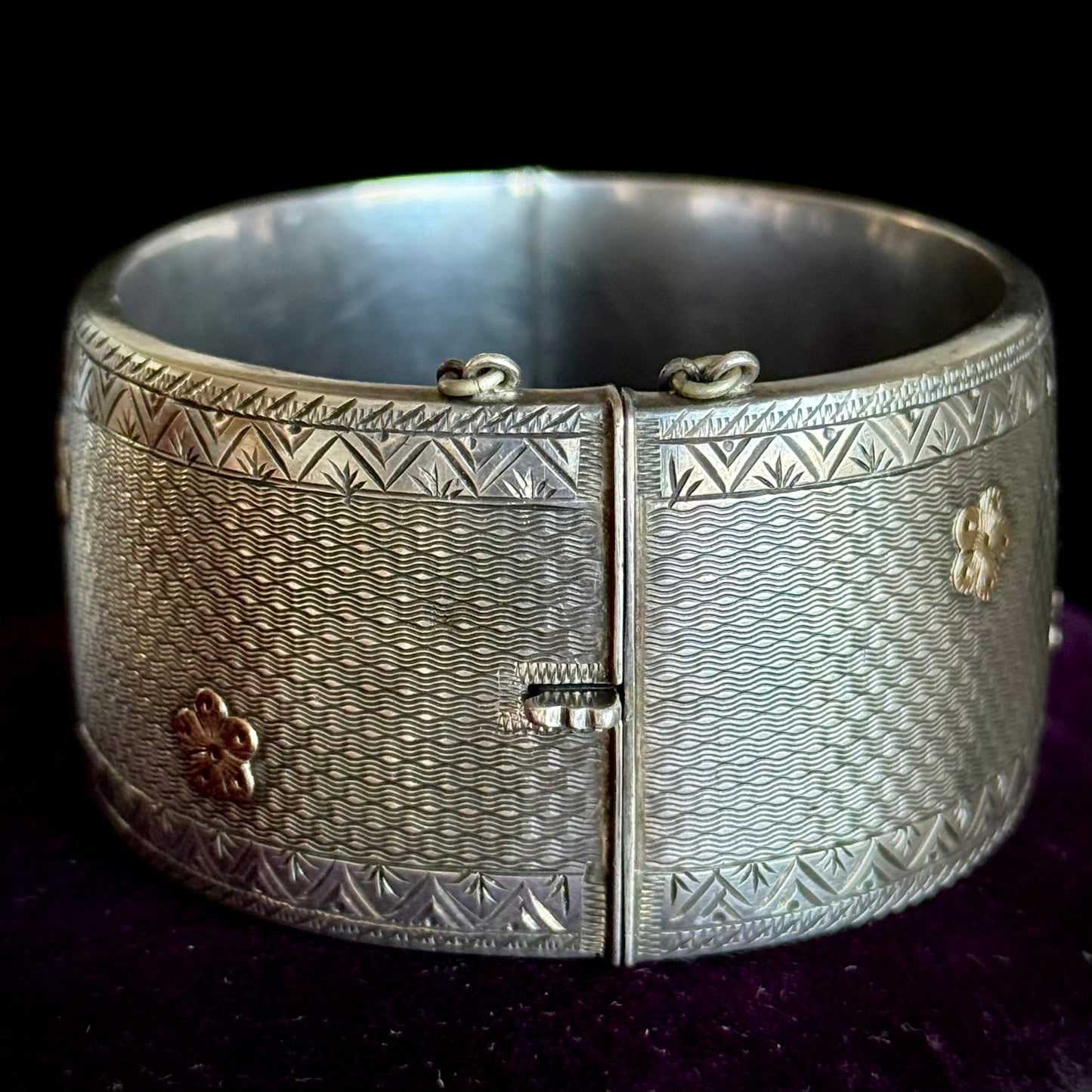 Victorian Forget Me Not Bangle; Circa 1873