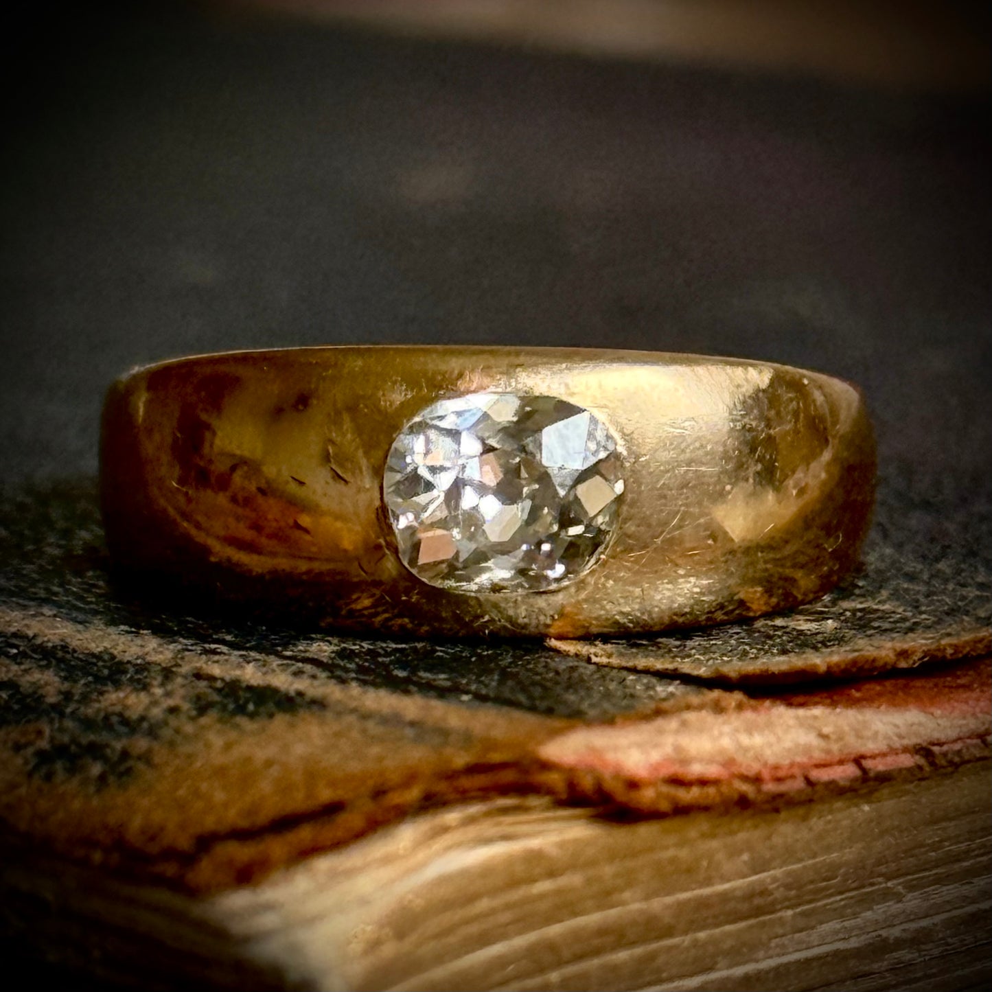 Antique Victorian Oval Diamond Ring in 18 Carat Gold; Circa 1885